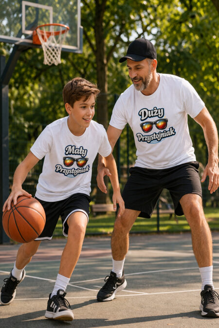 Zestaw koszulek duży i mały przystojniak